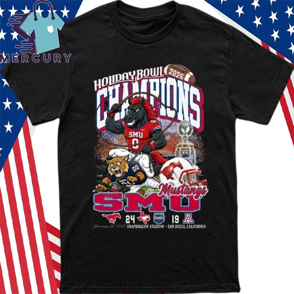 SMU Mustangs Football 2026 Holiday Bowl Champions Mascot Vintage Shirt
