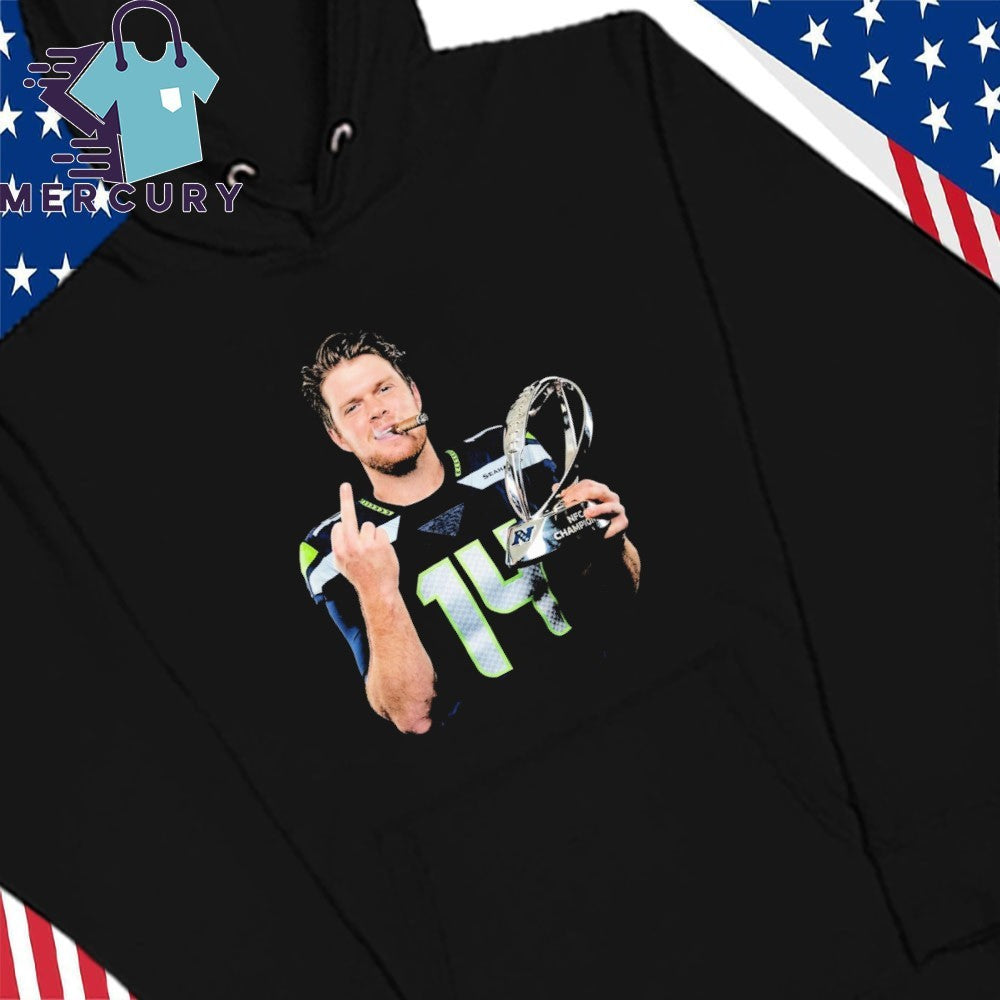 Sam Darnold Middle Finger Cup NFC Champions And Smoking Shirt