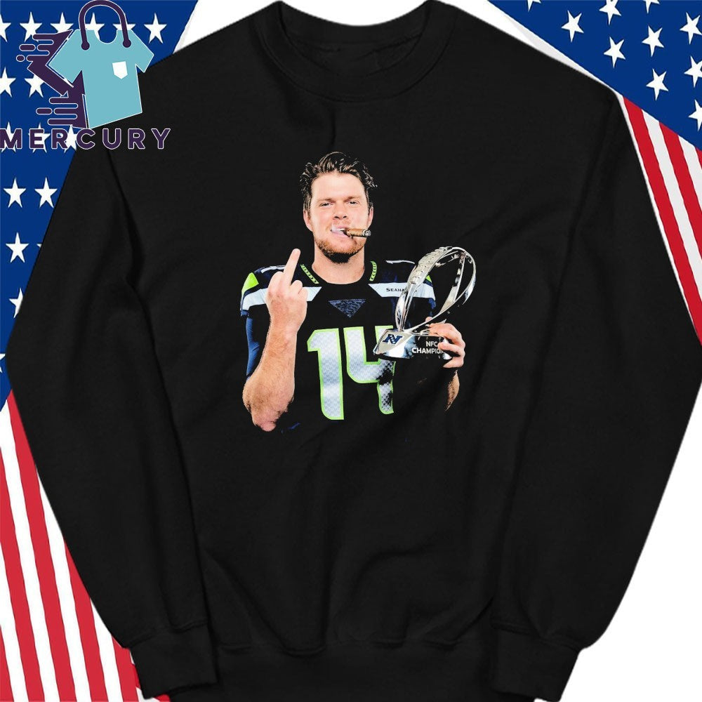 Sam Darnold Middle Finger Cup NFC Champions And Smoking Shirt