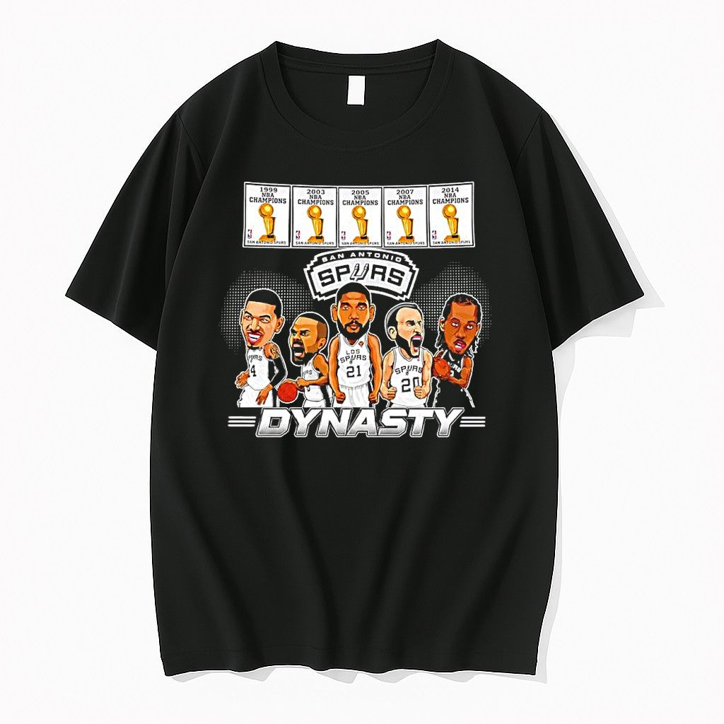 Official San Antonio Spurs Dynasty Nba Champions Players Caricature T Shirts
