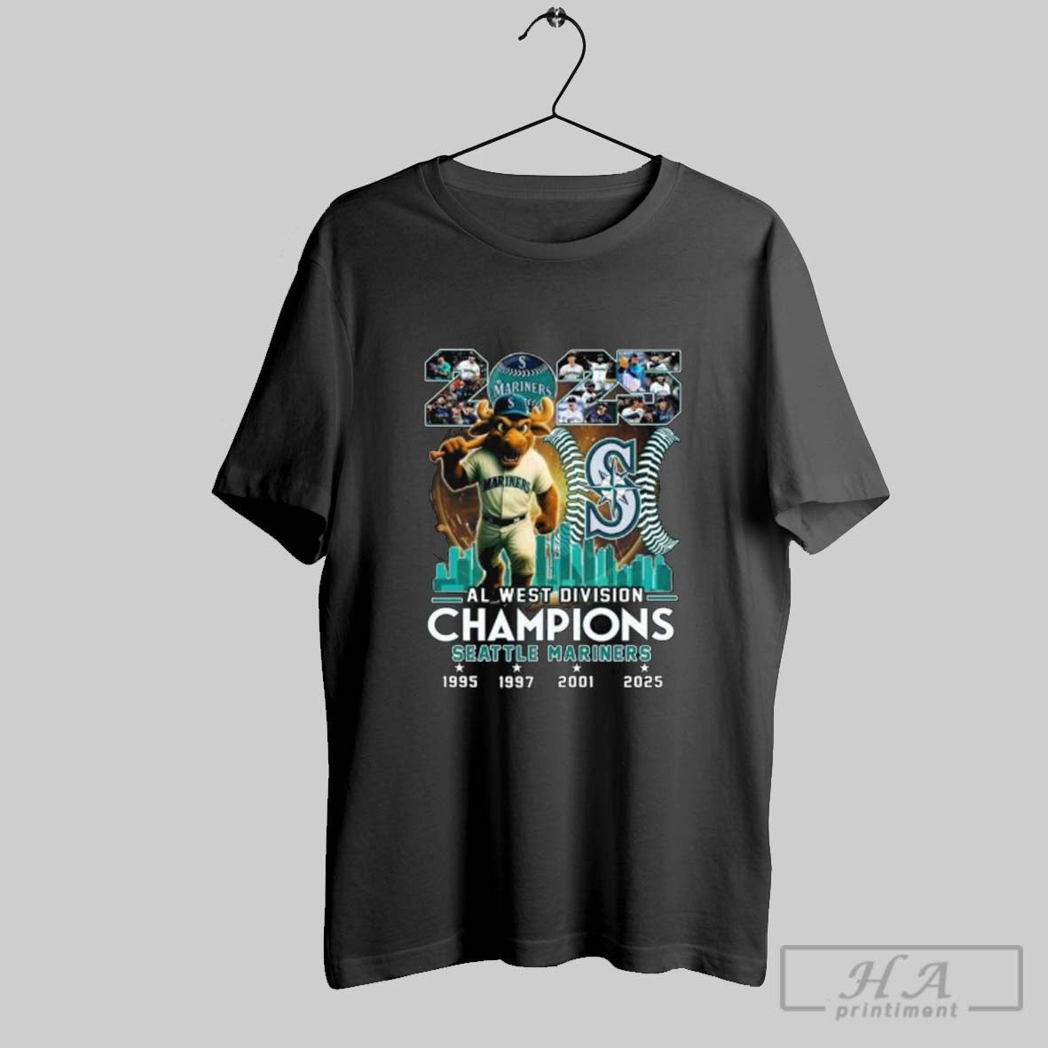Official Seattle Mariners Champ Al West 2025 Mascot Skyline Long Sleve