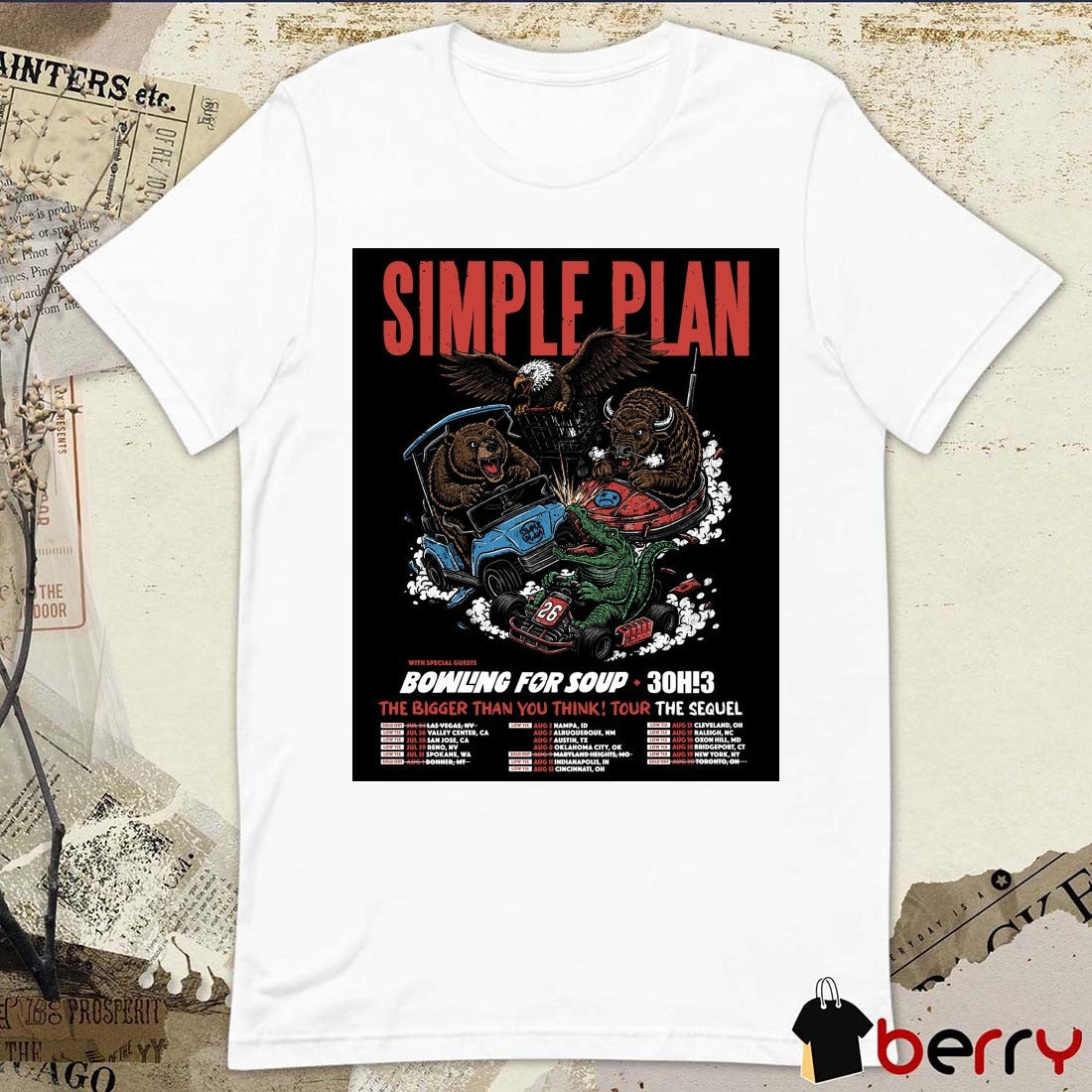 Simple Plan 2026 The Bigger Than You Think! Tour The Sequel Artwork Poster t-shirt