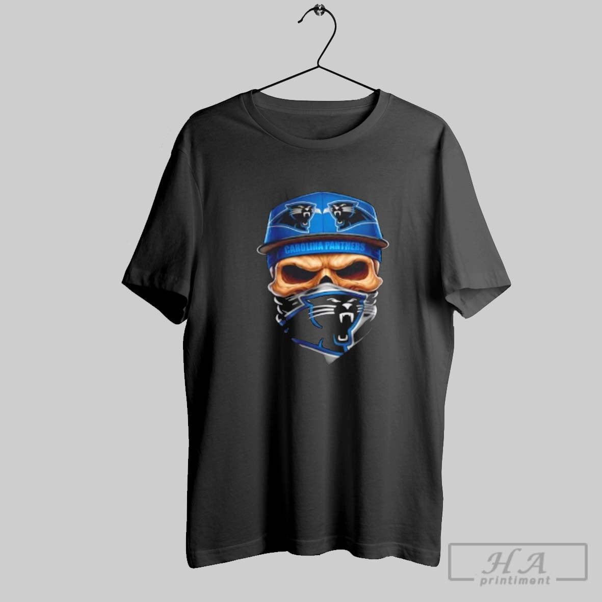 Official Skull Wearing A Face Scarf Carolina Panthers Football