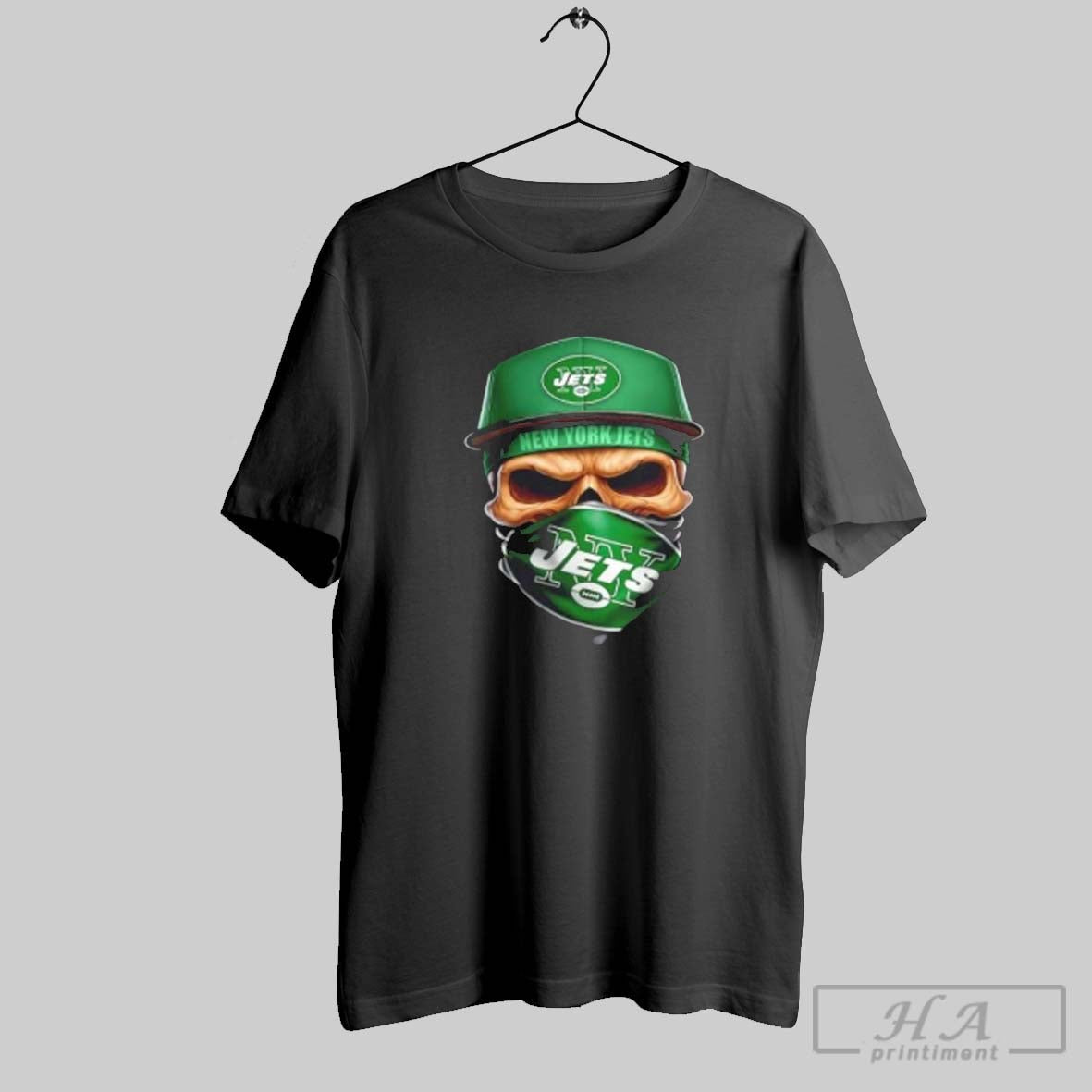 Official Skull Wearing A Face Scarf New York Jets Football