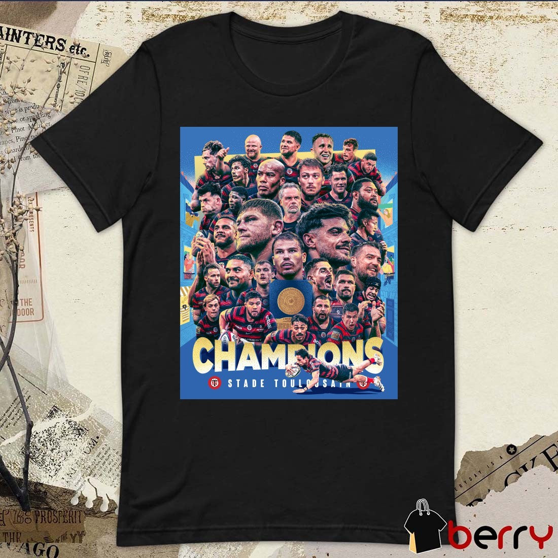 Stade Toulousain 2026 Top 14 Rugby Championship Win Poster t-shirt
