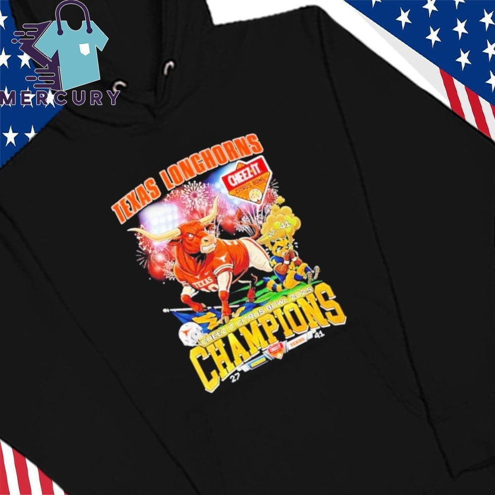 Texas Longhorns 2025 Cheez-It Citrus Bowl Champions 27-41 Score Mascot Shirt