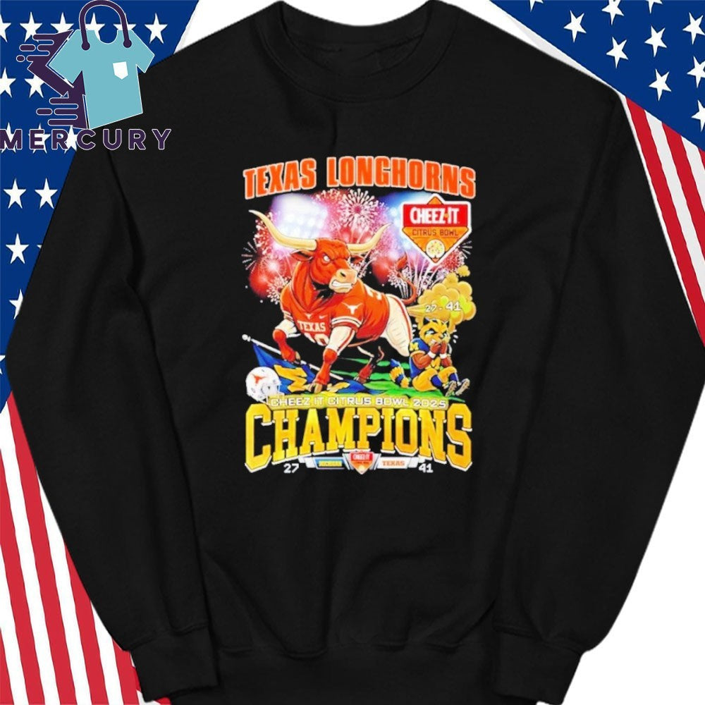 Texas Longhorns 2025 Cheez-It Citrus Bowl Champions 27-41 Score Mascot Shirt