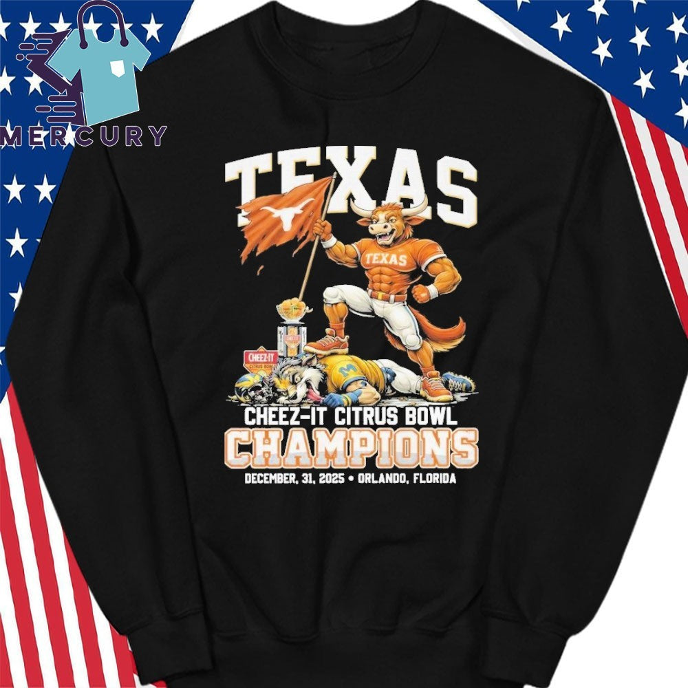 Texas Longhorns Cheez-It Citrus Bowl Champions December, 31, 2025 Mascot Shirt