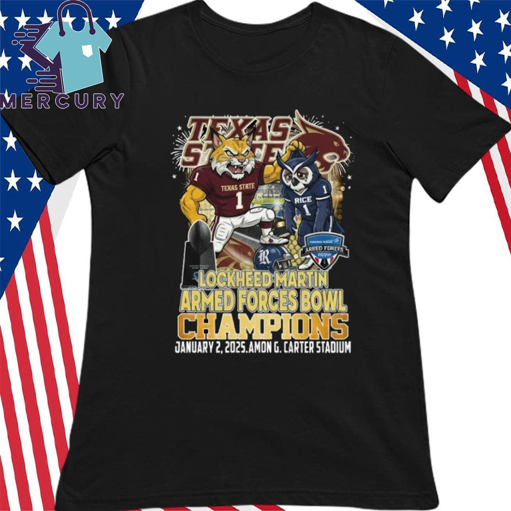Texas State Bobcats Lockheed Martin Armed Forces Bowl Champions 2026 Shirt