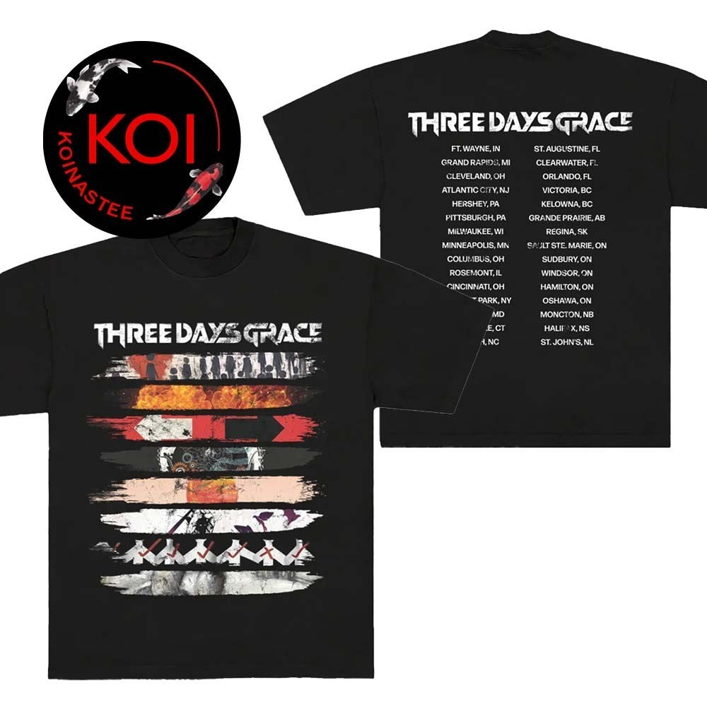 Three Days Grace 2026 Album Stripe Tour Dates Two Sided Shirt