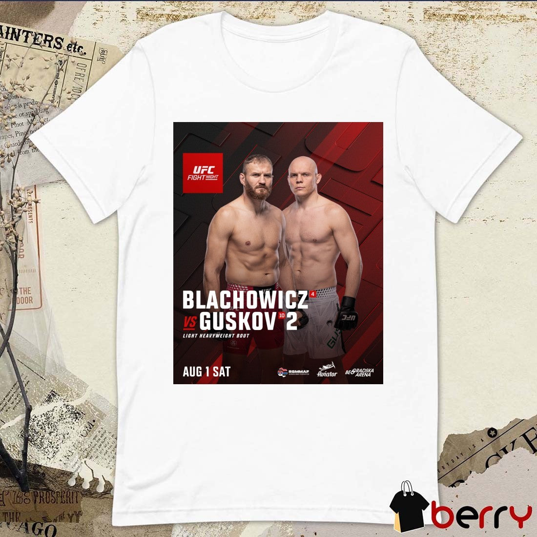 UFC Fight Night Blachowicz Vs Guskov 2 Light Heavyweight Bout August 1 2026 Poster t-shirt