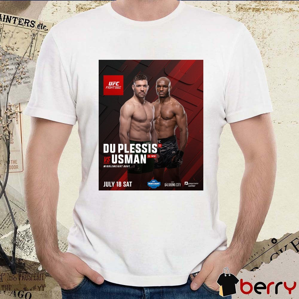 UFC Fight Night Du Plessis Vs Usman Middleweight Bout July 18, 2026 Oklahoma City Poster t-shirt