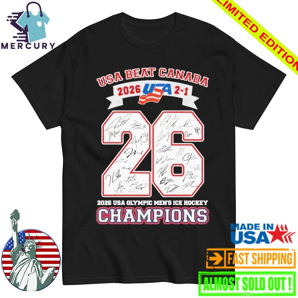 USA Beat Canada 2-1 2026 USA Olympic Mne’s ICE Hockey Champions Shirt’