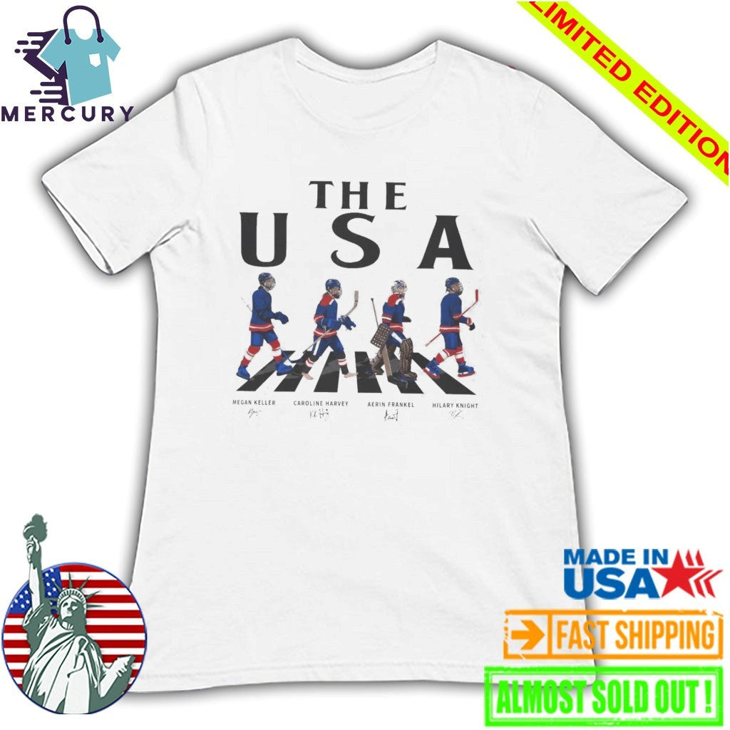 USA Women Ice Hockey Walking Road Signatures Shirt