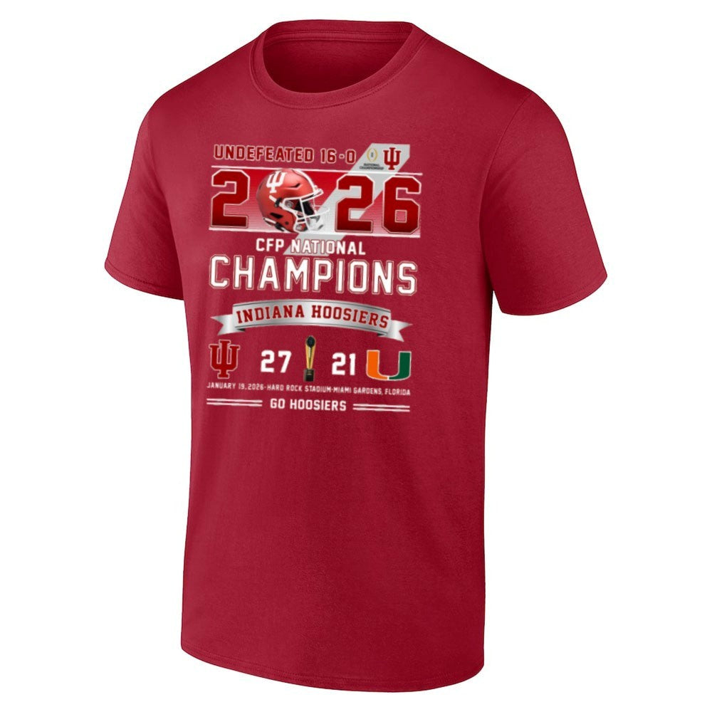 Undefeated 16-0 2026 CFP Champions Indiana 27 Miami 21 Go Hoosiers Shirt