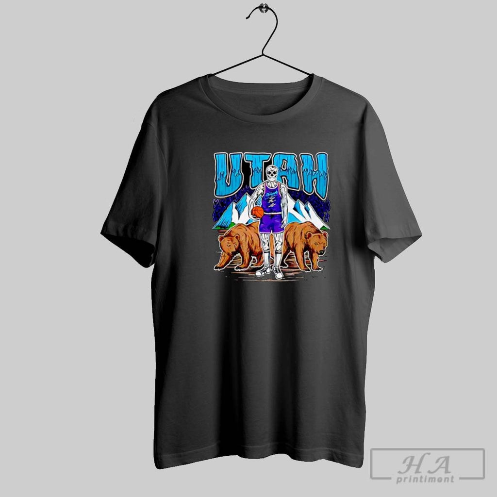Official Utah Skeleton Basketball Player With Bears Nba Fan Posters Black