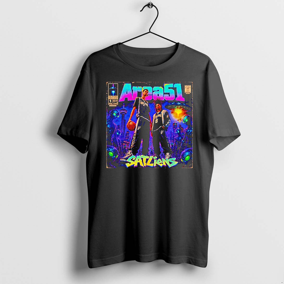 Official Victor Wembanyama And Stephon Castle Spurs Area 51 Satliens Comic T Shirts