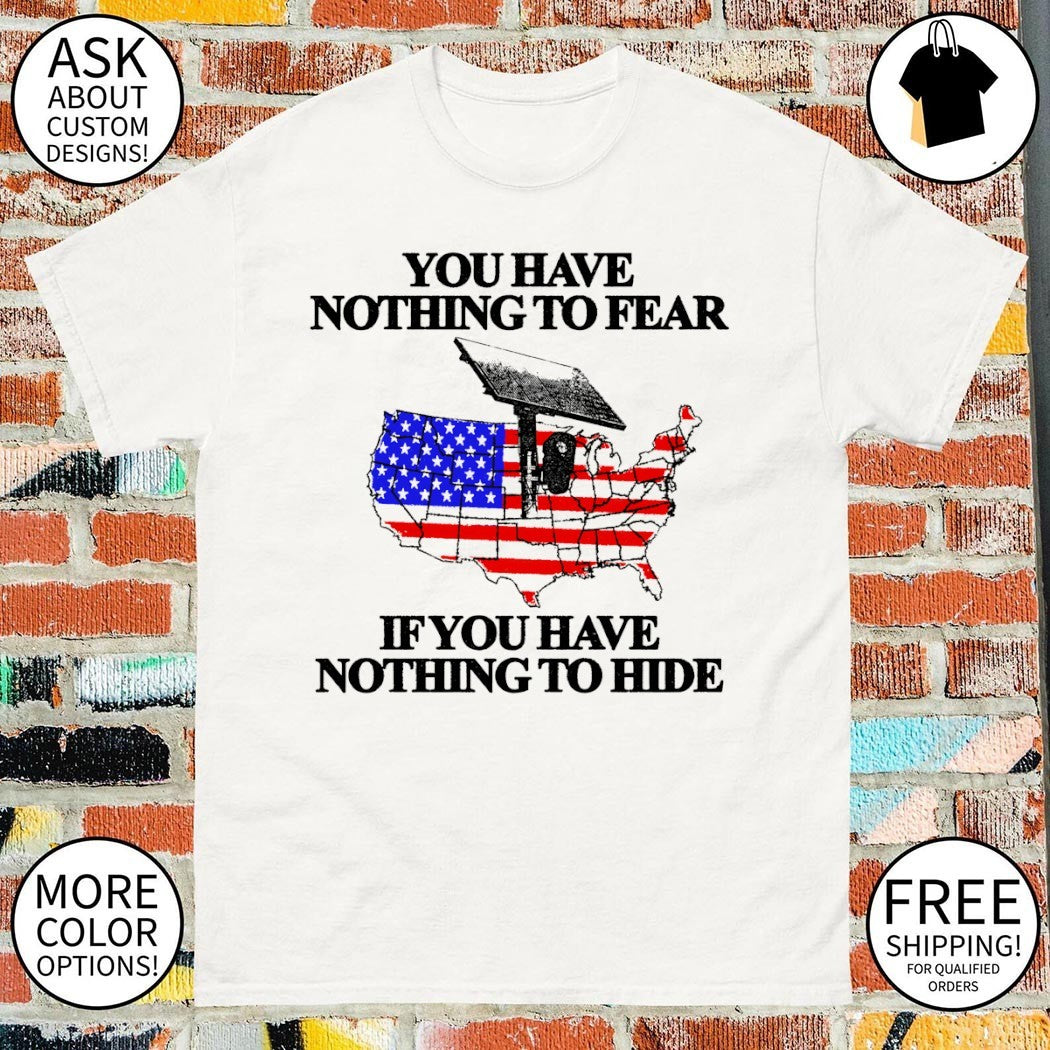 You have nothing to flear if you have nothing to hide USA Map flock camera shirt