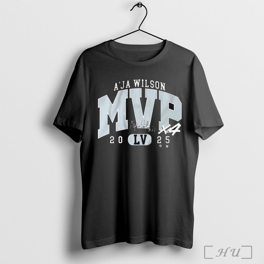 Officials Aja Wilson 2025 Mvp X4 Las Vegas Aces Basketball Signature T Shirt