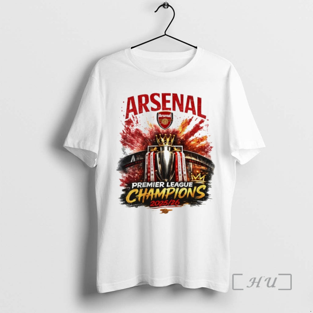 Officials Arsenal Premier League Champions 2025 26 Retro Football Graphic