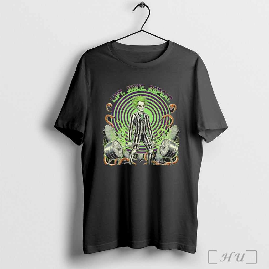 Officials Beetlejuice Weights Lift Juice Repeat Graphic T Shirt