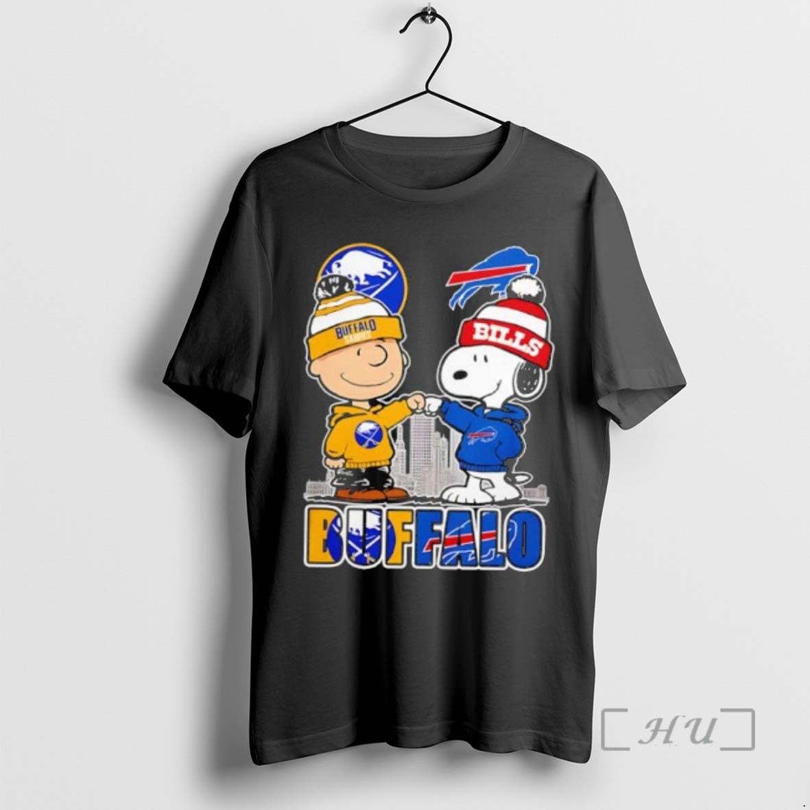 Officials Buffalo Sabres And Bills Charlie Brown And Snoopy Fist Bump Premium T Shirts Sweater