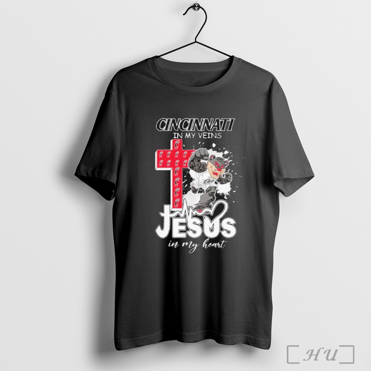 Officials Cincinnati Bearcats Mascot In My Veins Jesus In My Hear T Shirt