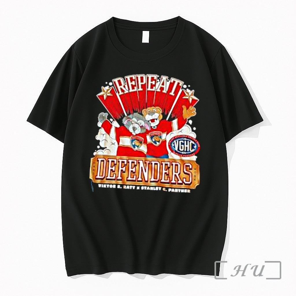 Officials Florida Panthers Hockey Repeat Defenders Viktor Ratt Stanley X Panther Mascot Premium T Shirts