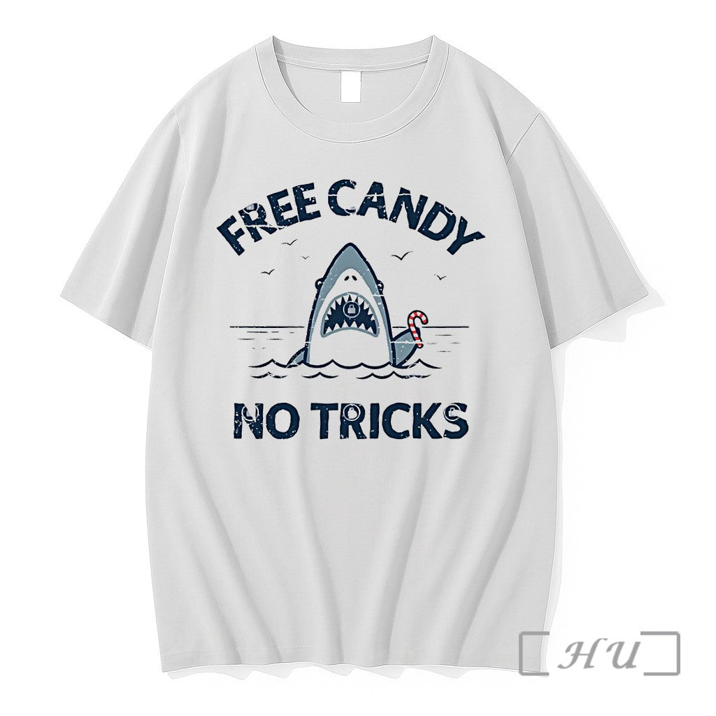 Officials Free Candy No Tricks Trust The Shark With The Candy Cane Premium T Shirts
