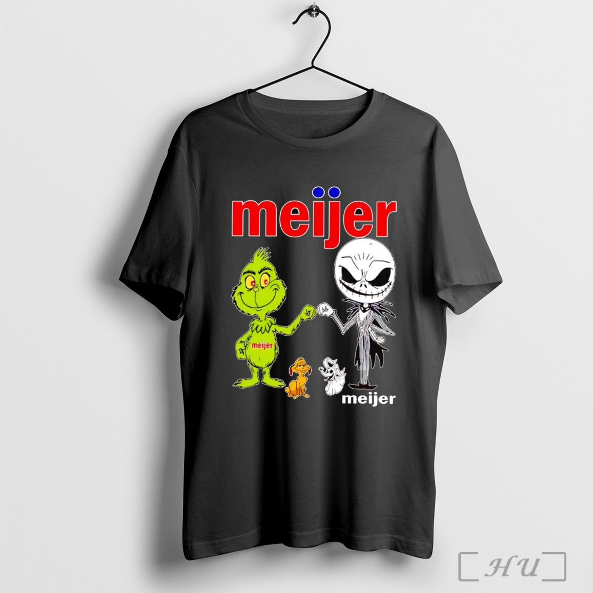 Officials Grinch And Jack Skellington Fist Bump Meijer Halloween T Shirt