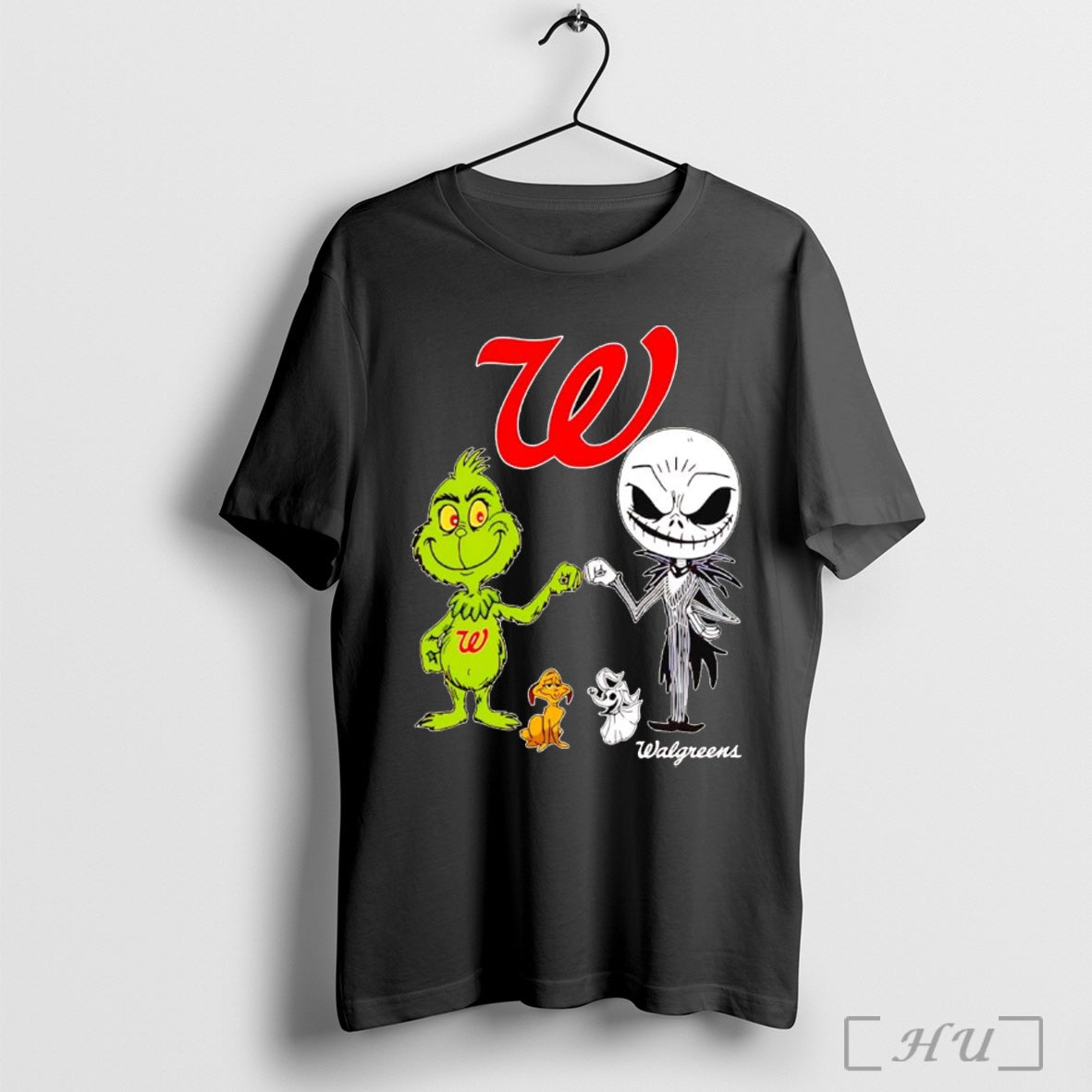 Officials Grinch And Jack Skellington Fist Bump Walgreens Halloween T Shirt