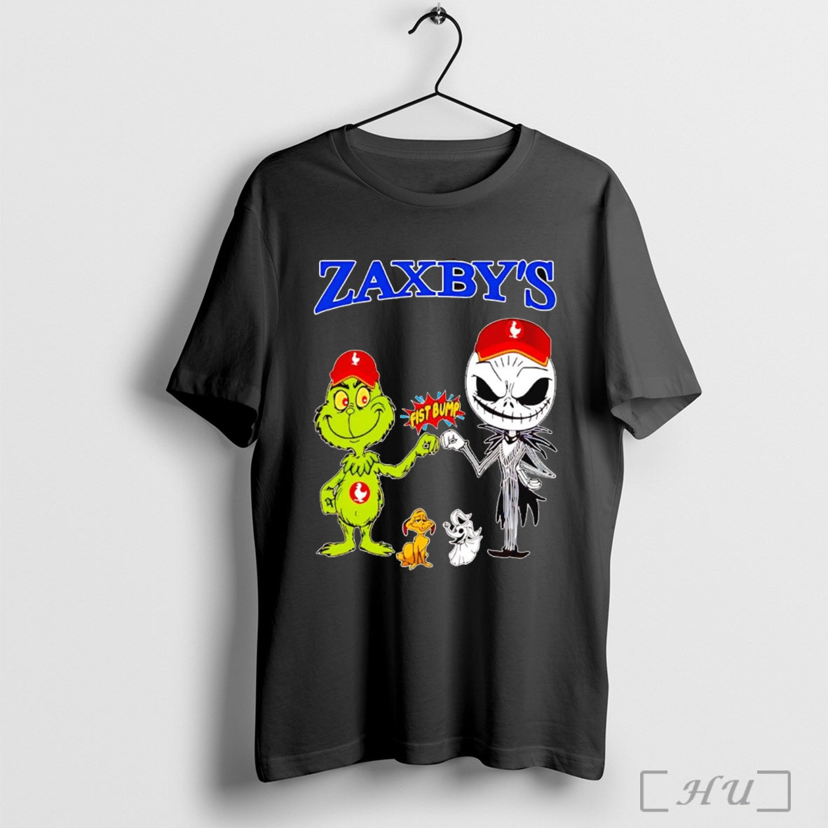 Officials Grinch And Jack Skellington Fist Bump Zaxbys Halloween T Shirt