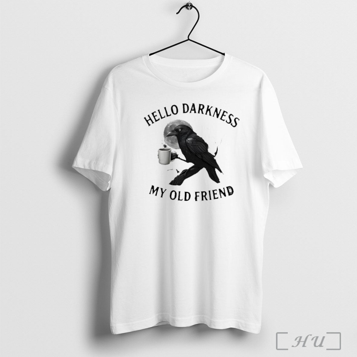 Officials Hello Darkness My Old Friend Crow Coffee Spooky Halloween T Shirt
