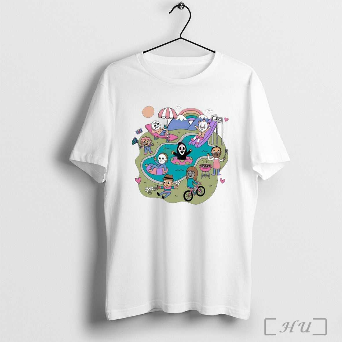 Officials Horror Movie Characters Summer Pool Party T Shirt