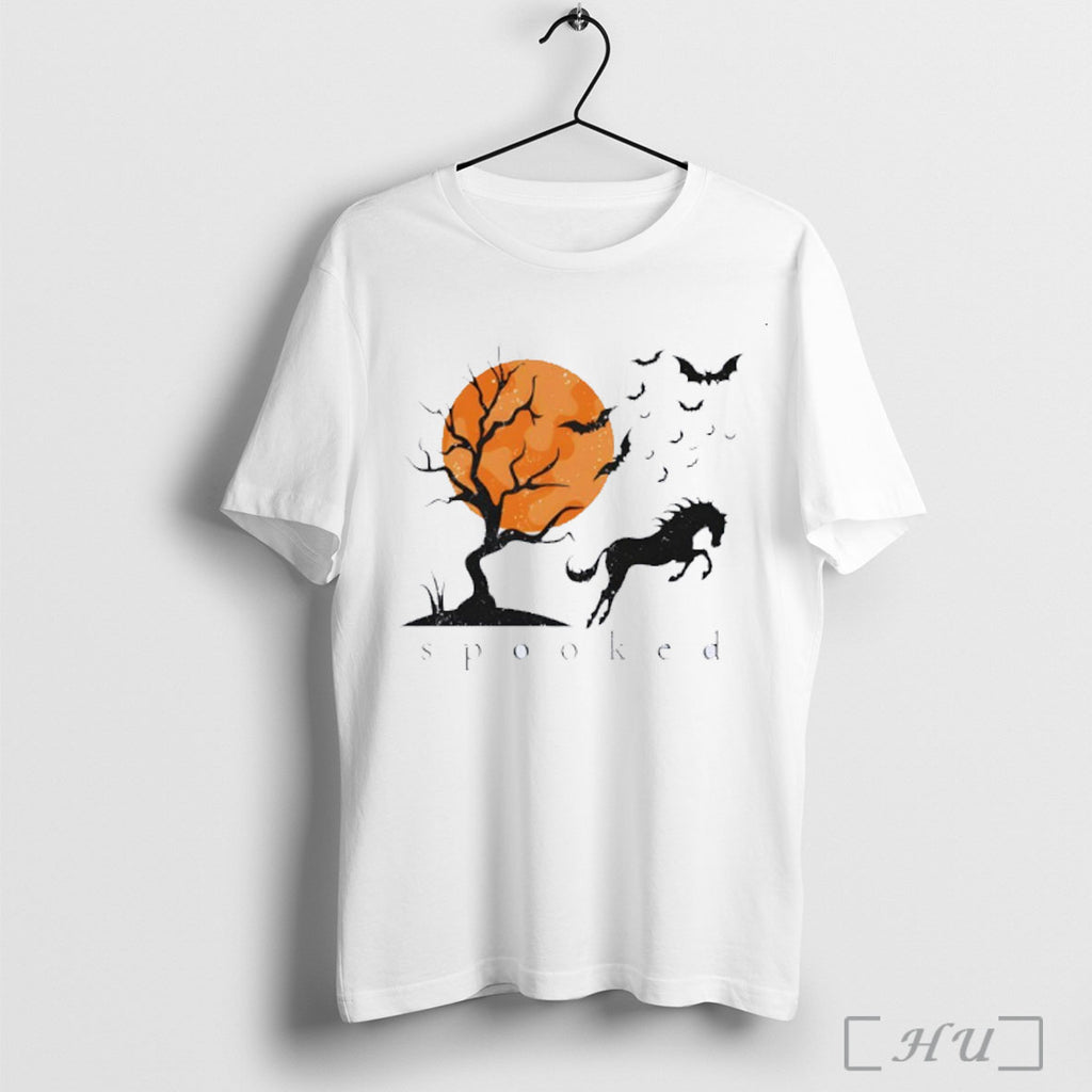 Officials Horse Vintage Moon And Bats Equestrian Spooked Halloween Classic Mens T Shirt