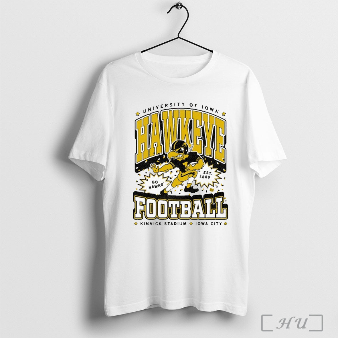 Officials Iowa Hawkeyes Go Hawks Kinnick Stadium City Est 1889 Mascot T Shirt