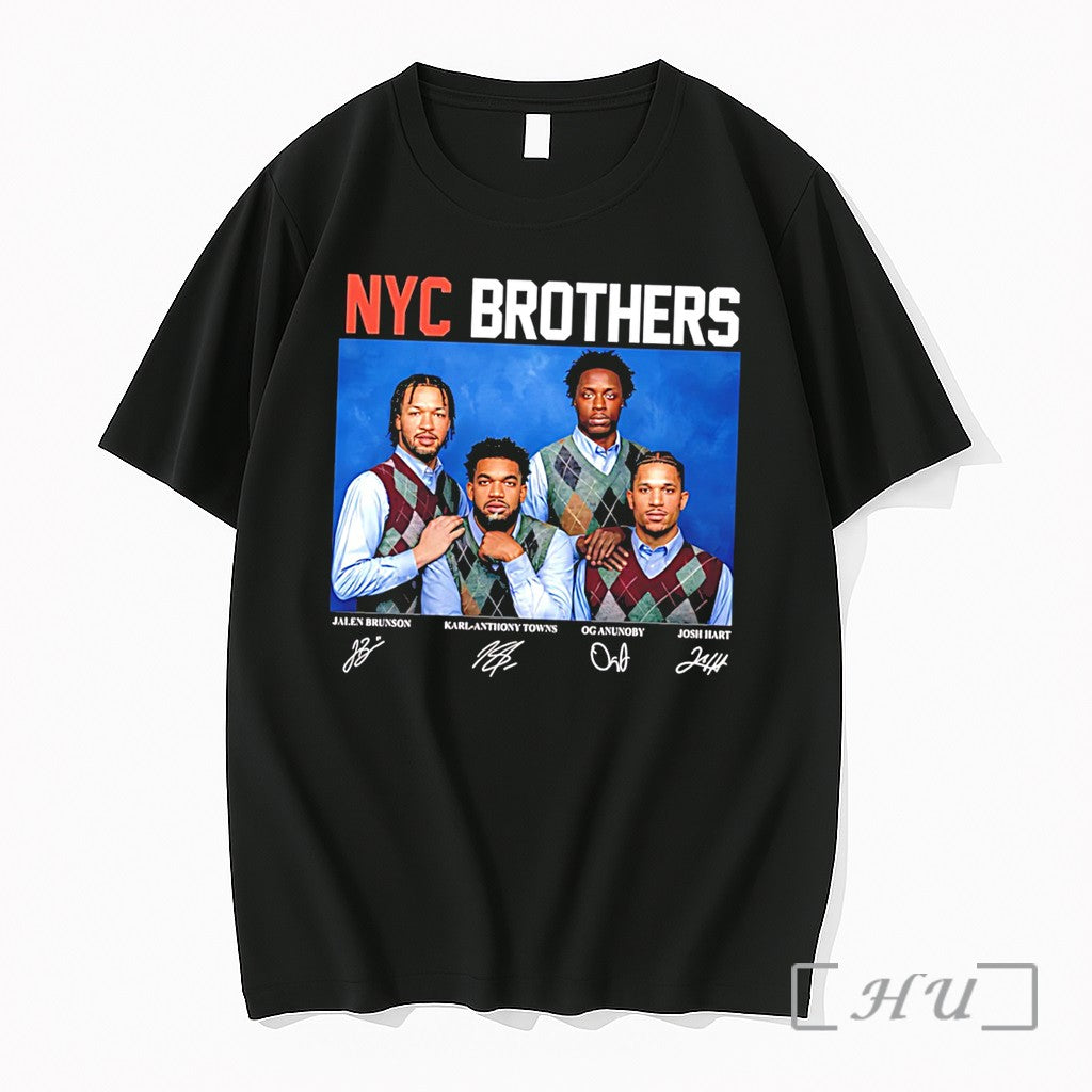 Officials Knicks Nyc Brothers Brunson Towns Og Anunoby Hart Signatures Tee Premium T Shirts Sweater