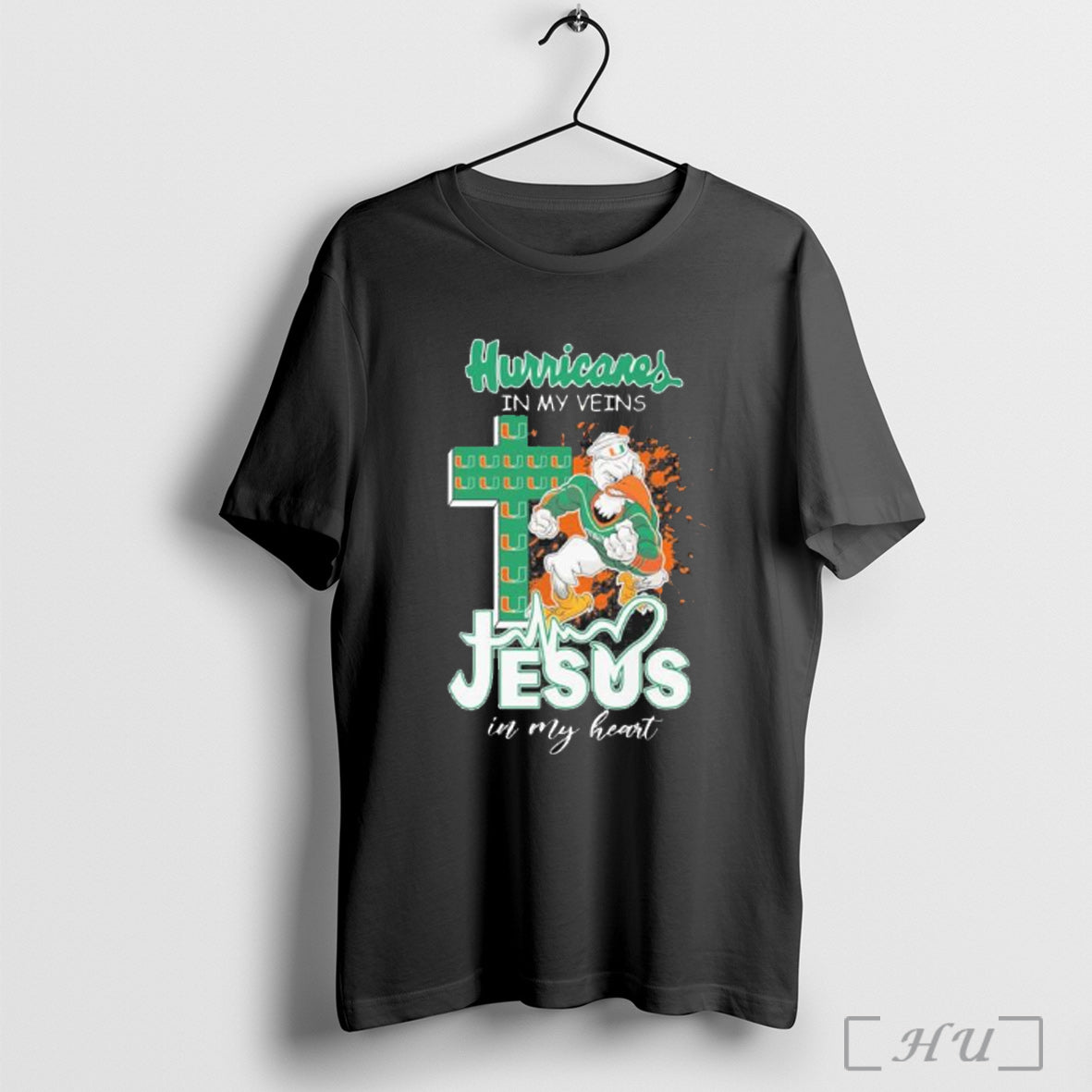 Officials Miami Football Mascot In My Veins Jesus In My Hear T Shirt