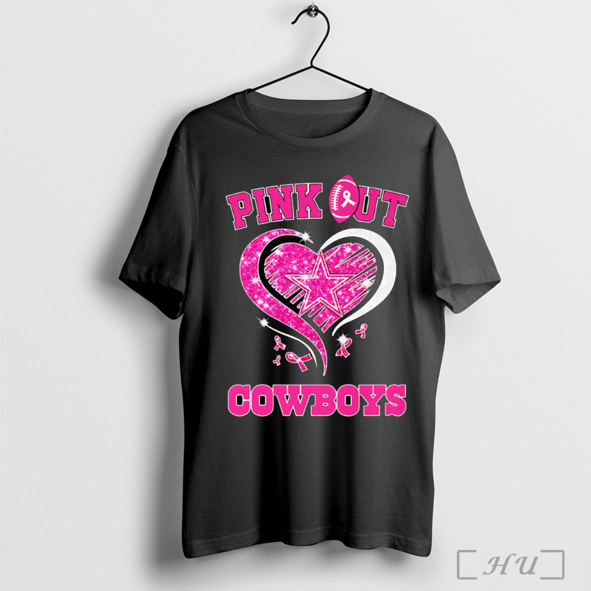 Officials Pink Out Dallas Cowboys Breast Cancer Diamond Heart T Shirt