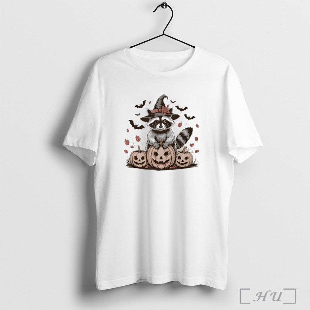 Officials Raccoon Halloween Lover Retro Ladies T Shirt