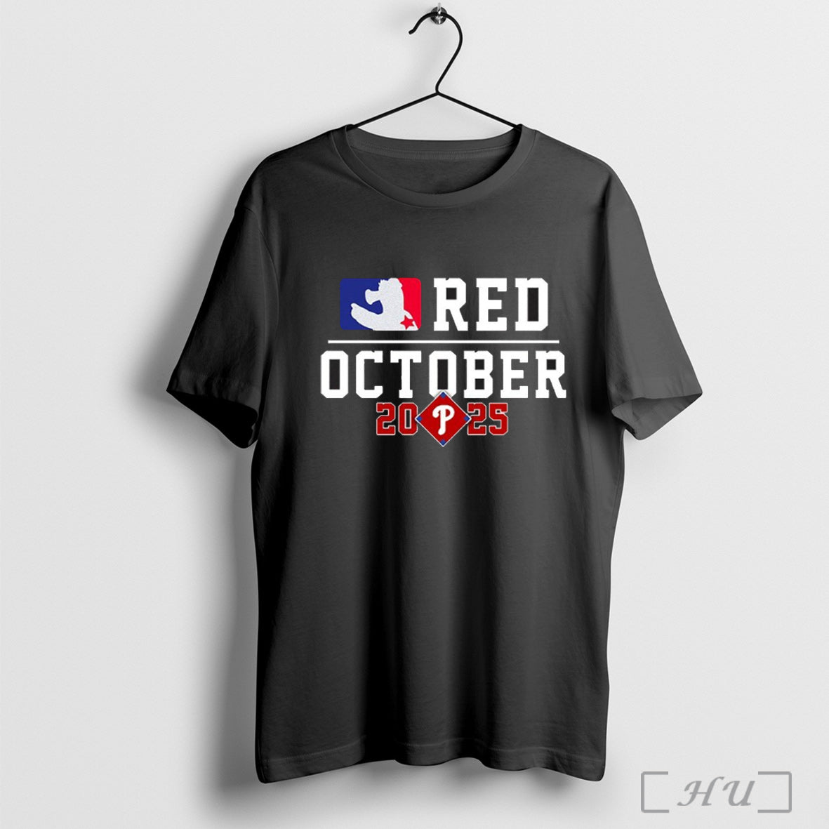 Officials Red October 2025 Phillies Mlb Logo Parody T Shirt