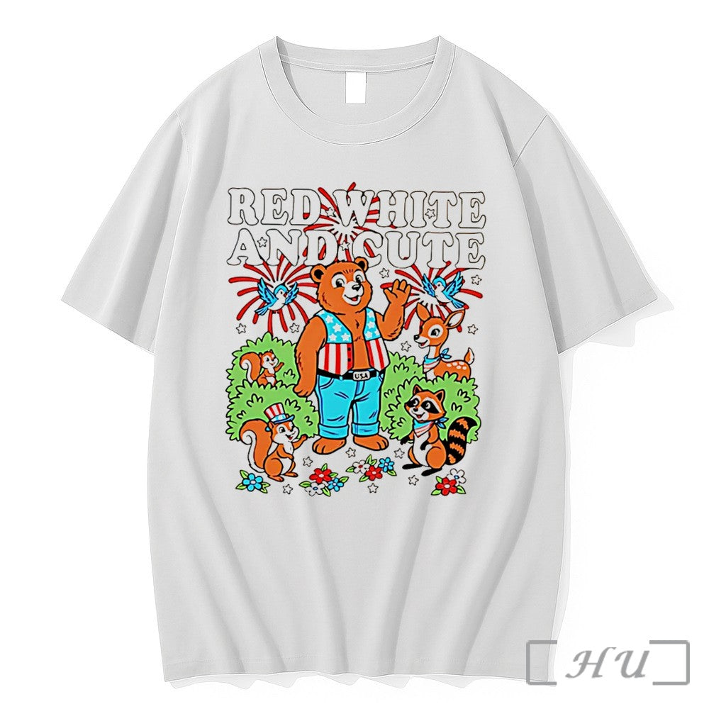 Officials Red White And Cute Raccoon Bear Peanuts Tee