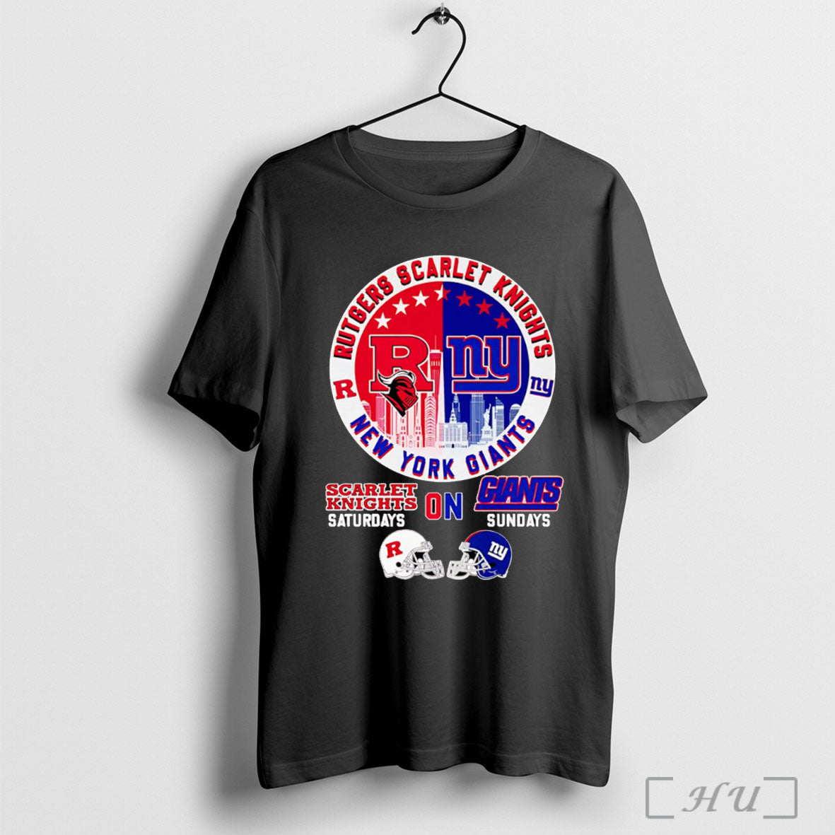 Officials Rutgers Scarlet Knights On Saturdays New York Giants On Sundays Skyline T Shirt