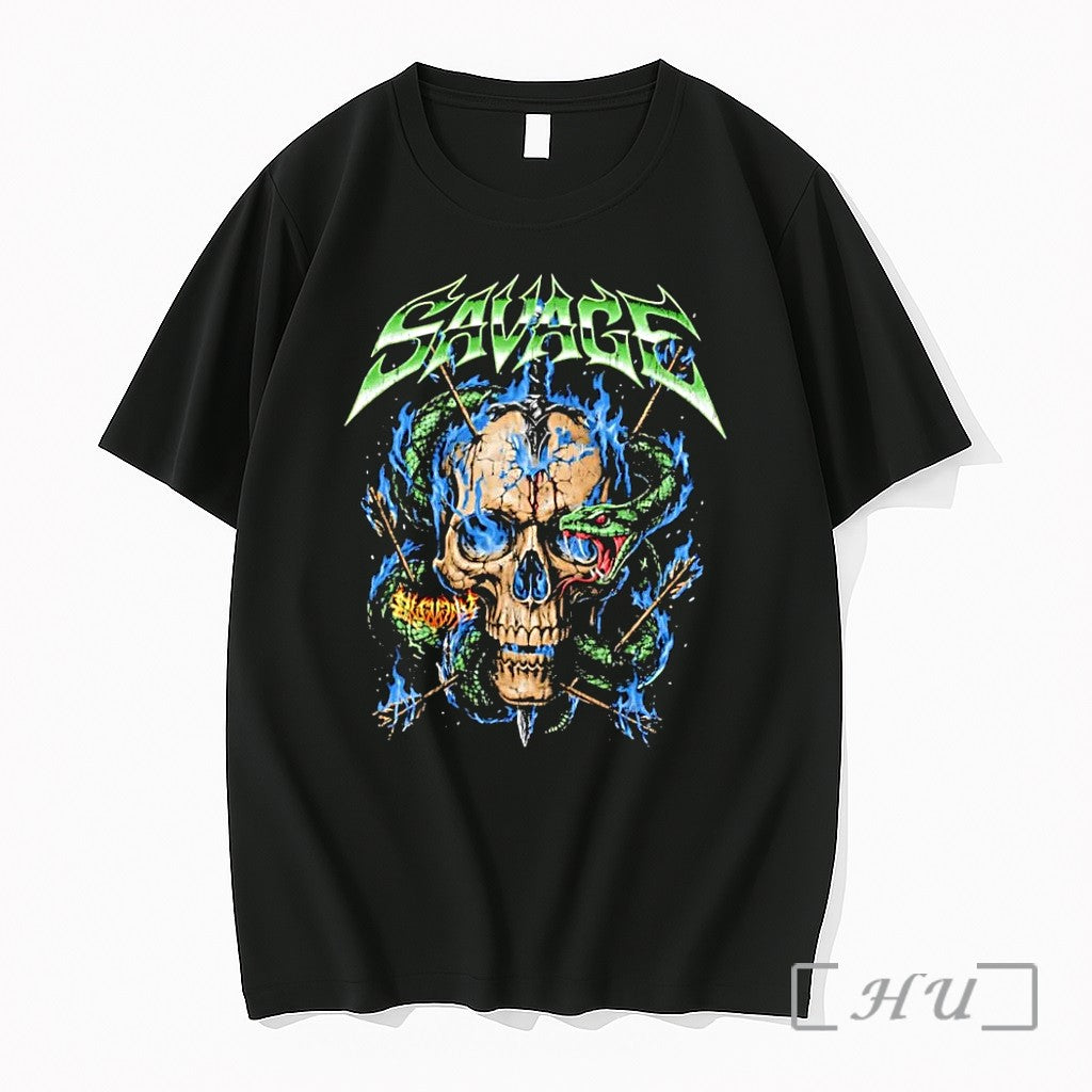 Officials Savage Skull Snake Blue Flames Arrows Black