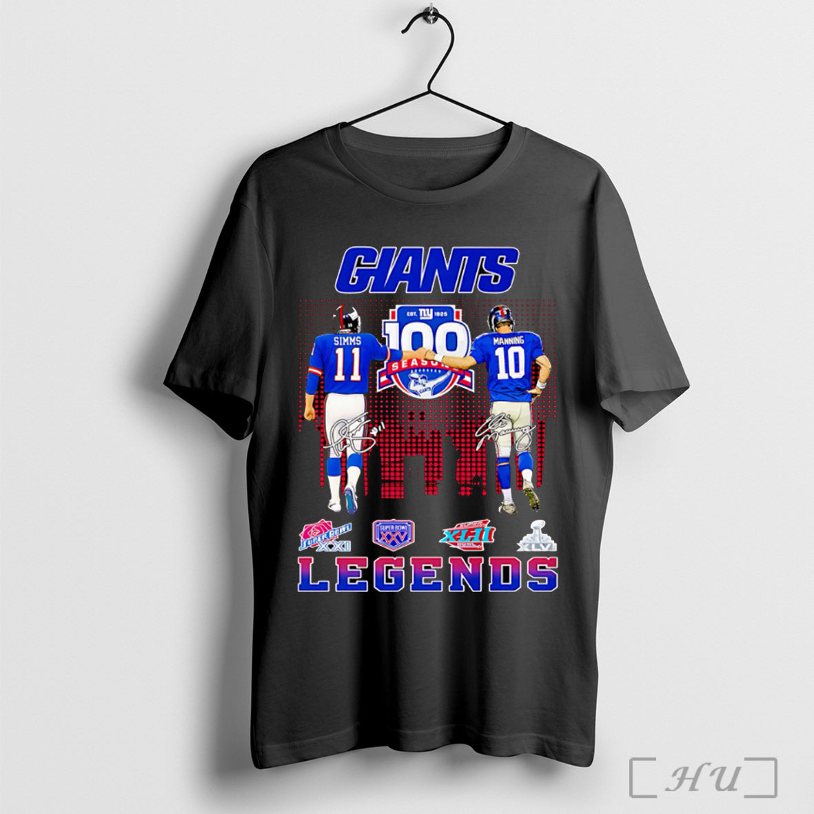 Officials Simms And Manning Giants Legends Signature T Shirt