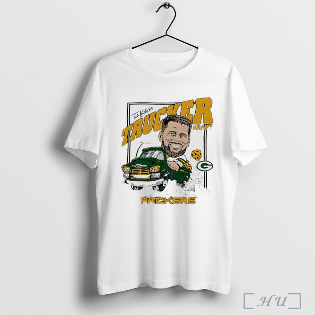 Officials Tucker Kraft 85 Green Bay Packers Trucker Signature T Shirt