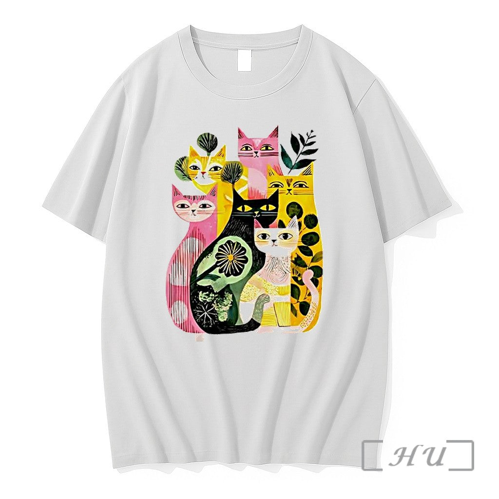 Officials Vibrant Stylized Cats And Botanical Foliage