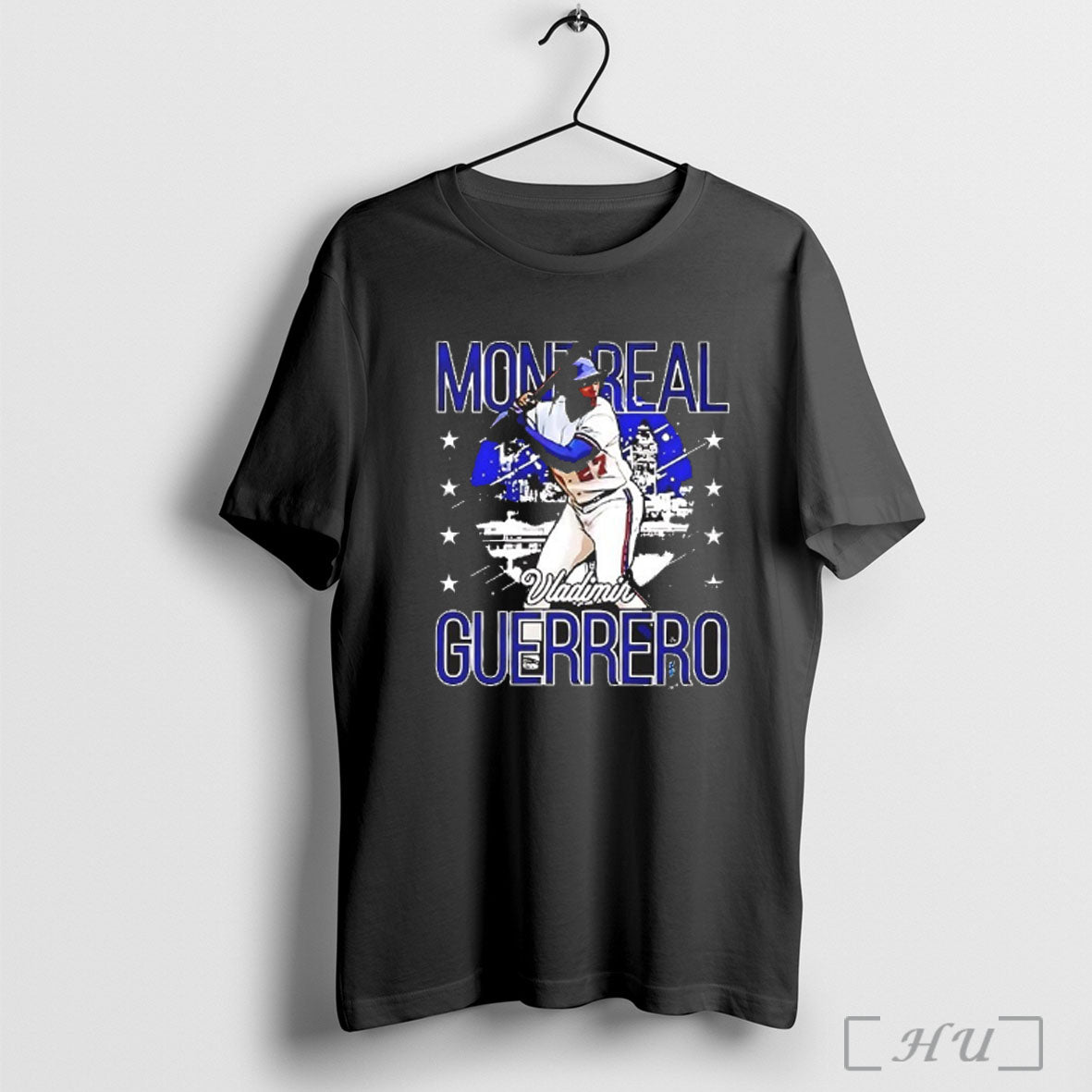 Officials Vladimir Guerrero Montreal Skyline Swing Baseball V Neck T Shirt