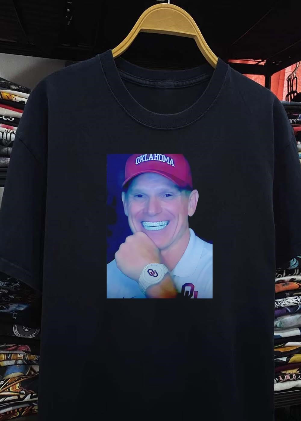 Oklahoma Sooners Head Coach Brent Venables Smiling Wearing A Grill Shirt