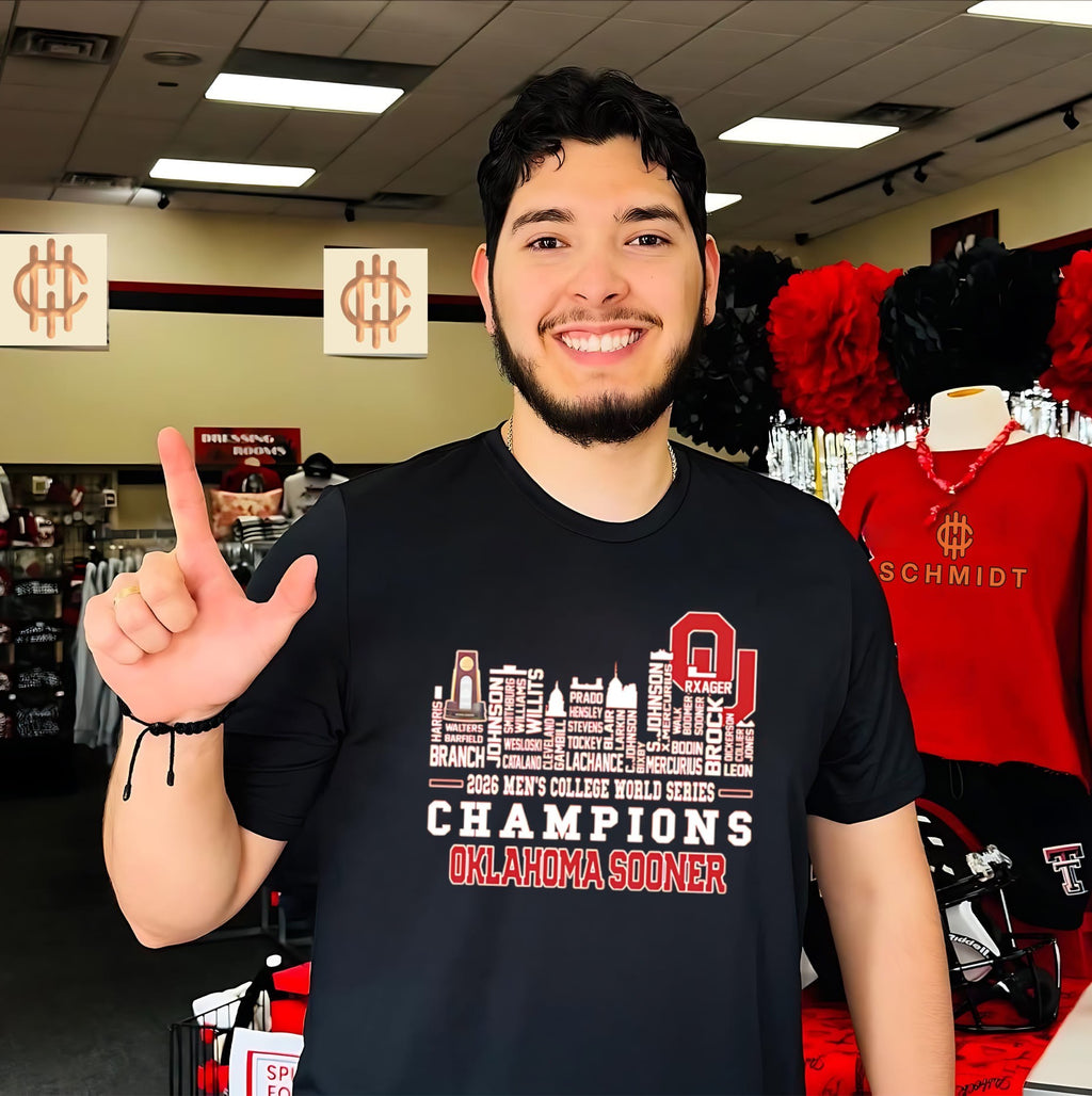 Oklahoma Sooners Mem’s College World Series Champions 2026 player name skyline shirt